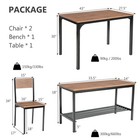 Costway 4pcs Dining Table Set Rustic Desk 2 Chairs   Bench W  Storage Rack Brown