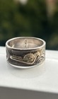 Northwest Coast Native Art Vintage Sterling Silver Hummingbird Ring With Gold