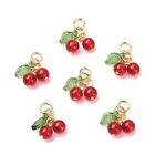 30x Glass Acrylic Cherry Charms Pendants For Diy Jewelry Making Supplies