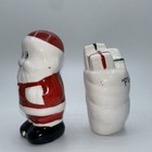 Santa Claus   Toy Bag Salt And Pepper Shaker Rare Holidays Japan Ceramic Vintag