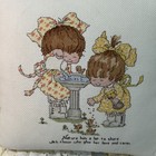Cross Stitch Baby Nursery Child Throw Pillow Peach Ruffle Brand New