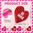 6 Pcs Valentine s Day Wooden Heart Blocks Signs Vintage Conversation Heart Wood 