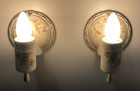 Vtg Porcelain Sconce Light Pair Bathroom Ceramic Wall Fixture Art Wired Usa  l8