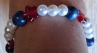New Handmade Beaded Red  White   Blue 9 Inch Stretch  Anklet