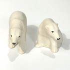 Ceramic Polar Bears Figurines Set Of Two White Unmarked Collectible