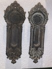 Antique Cast Bronze Victorian Pocket Door Pulls Pair Ribbons Flanders Set 1432