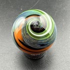 Contemporary Handmade Art Glass Marble  97  Swirls  Spots  Green Orange Blue Mib