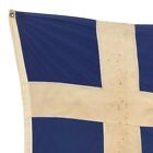 Large Vintage Cotton Greek Flag Greece Sewn Cloth Nautical Old Textile Art Decor