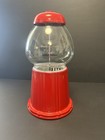 Vintage Gumball Machine Dispenser Red 11 Inches Tall Great Condition Glass metal