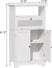 Bathroom Floor Storage Cabinet With Flip Glass Drawer  Freestanding With 2 Doors