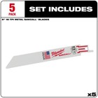 Milwaukee Thin Kerf Metal-cutting Sawzall Blades  5-pk   6in  Length  18 Tpi 