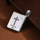 Openable Bible Book Pendant Gothic Cross Locket Red Stone 925 Sterling Silver