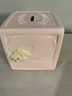 Vintage Enesco Pink Bank Cube 4  1977 Japan Great Baby Gift 