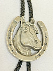 Signed 570 Ejc Tie Clip Lucky Horseshoe Horse Head Cast Silver Pewter