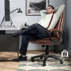 Heavy Duty Leather Office Rolling Computer Chair High Back Executive Desk Brown
