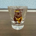 Vintage  night Owl  Shot Glass Tuxedo Suit Cane Top Hat Brown Yellow Design Mcm