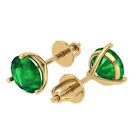 4ct Round Cut Solitaire Studs - Gemstone - Yellow Gold - Earrings Screw Back