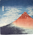 Japanese Furoshiki Wrapping Cloth Mini 19 5  Ukiyoe Red Fuji Pattern  tapestry