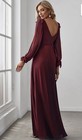 Ever Pretty V-neck Lantern Sleeve Long Bridesmaid Chiffon Dress  Burgundy M Sz 6
