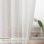 Linen Sheer Curtains 84 Inches Long 2 Panels Set For Bedroom Natural Linen Light