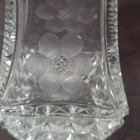 Antique Czechoslovakian Clear Etched   Cut Glass Perfume Bottle Partial Top