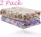 2 Pack Pet Blanket Paw Print Cushion Kennel Small Dog Cat Bed Soft Warm Mat