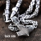 Mendel Mens 30 Inch Large Big Viking Thors Raven Mjolnir Pendant Necklace Chain