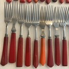 Lot Of 40 Vintage Forks Red Bakelite Catalin Handle Utensil