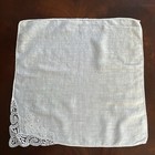 Vtg Antique Wedding Hankie Linen Crochet Floral Lace Bridal Handkerchief 12x12 