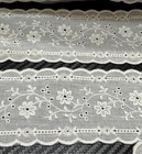 Vintage Floral Embroidery Cotton Lace Eyelet Trim 3yds White Lot 187 2 25  Wide