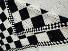 Handmade Crochet Checkerboard Blanket Black White Afghan Throw 63  X 31 