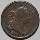 1804 Draped Bust Half Cent - Weak Spiked Chin - Us 1 2c Copper Coin