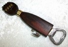 Vintage Hand Carved Wood Brass Figa Fist Good Luck Corkscrew Can Bottle Opener