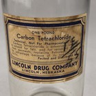 Lincoln Drug Co Rx Glass Bottle Carbon Tetrachloride Nebraska 1 Pound Vintage