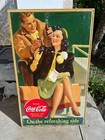 Rare 1941  Large Original Coca Cola Stadium  Cardboard Sign - Good Condition