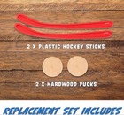 New Replacement Set Of 2 Red Sticks   2 Wooden Pucks For Nok Hockey Game Carrom