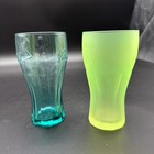 Mcdonald   s Limited Edition Teal   Floresant Green Coke Glasses Germany  14 Oz