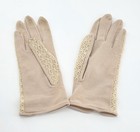 Vintage Ivory Nylon Lace Back Stretch Dress Gloves Made Japan One Size