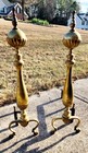 Vintage Rare Sheffield Mfg nyc Cast Iron Brass Tall 27 5  Fireplace Andirons Set
