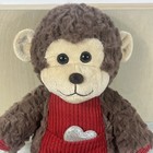 Dan Dee Monkey Valentines Day Plush Stuffed Animal 14  Brown Heart Pocket Ribbed