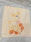Vintage Embroidered Animals Baby Quilt Handmade Hand Stitched Blanket Blue White