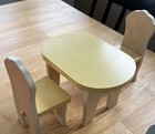 Kidkraft Wooden Doll House Yellow Kitchen Dining Table And Two Chairs Cute
