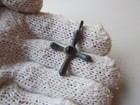 Very Rare Ancient Byzantine Or Roman Lead Cross With Red Stone   Glass 