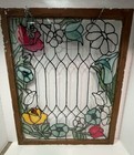 Colorful Antique Southern  Stained Leaded Glass Window -hand Painted  18x22   