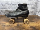 Vintage Chicago Roller Skates Leather Boots Wood Wheels Goodyear Sole Antique