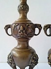 Antique  Vintage Pair Of Chinese Bronze Candlesticks