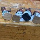 Vintage Britains Lead Toy Soldiers Set Of 4 Painted Uniforms Marked Bases Rifles