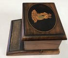 Beautiful Vintage Italian Sorrento Ware Vesta Stand Box Tobacciana 3    Wide