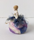 Antique Art Deco Half Doll W  Legs Pin Cushion With Feathers 1920 s Flapper Lady