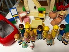 Little Tikes  Vintage Blue Roof Dollhouse Loaded W 12 Dolls Furniture Vehicles